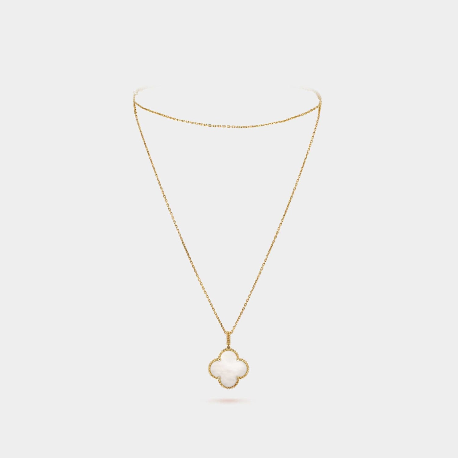 Magic Alhambra Long Necklace 1 Motif Yellow Gold Mother Of Pearl