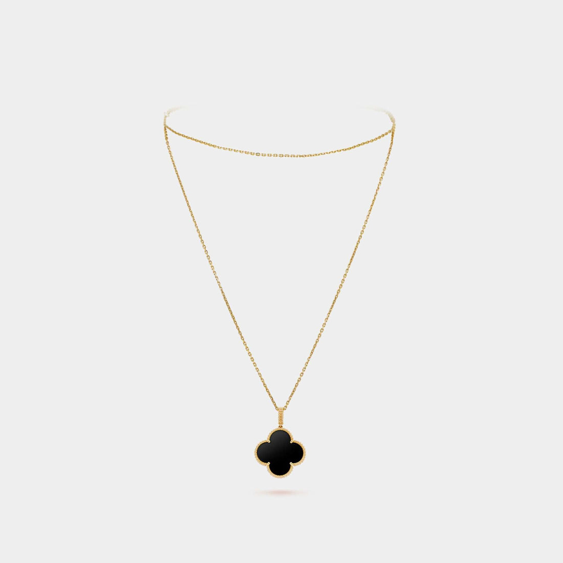 Magic Alhambra Long Necklace 1 Motif Yellow Gold Onyx
