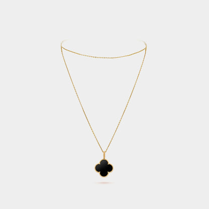 Magic Alhambra Long Necklace 1 Motif Yellow Gold Onyx