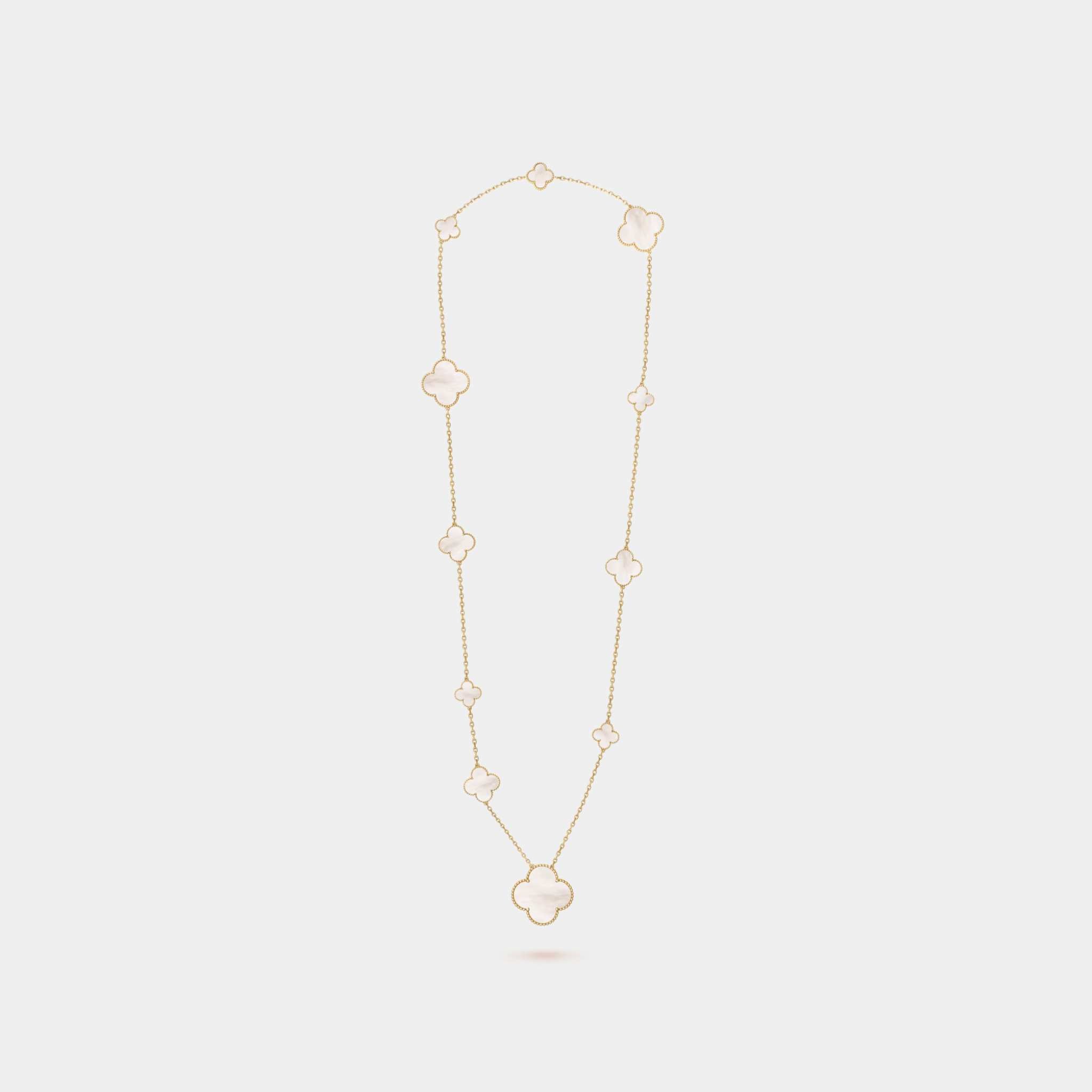Magic Alhambra Long Necklace 11 Motifs Yellow Gold Mother Of Pearl