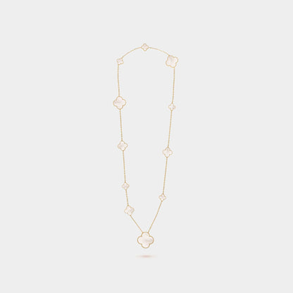 Magic Alhambra Long Necklace 11 Motifs Yellow Gold Mother Of Pearl