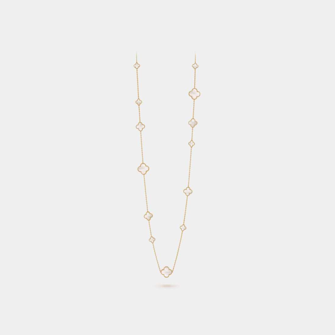 Magic Alhambra Long Necklace 16 Motifs Yellow Gold Mother Of Pearl