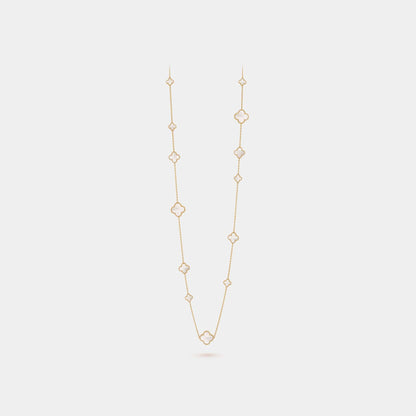Magic Alhambra Long Necklace 16 Motifs Yellow Gold Mother Of Pearl