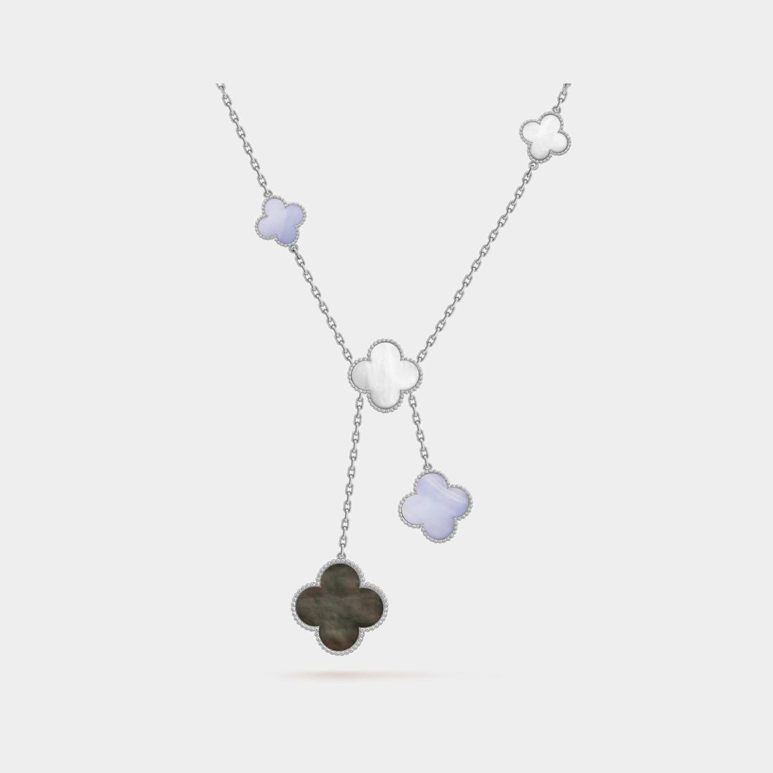 Magic Alhambra Necklace in White Gold Chalcedony &amp; MOP