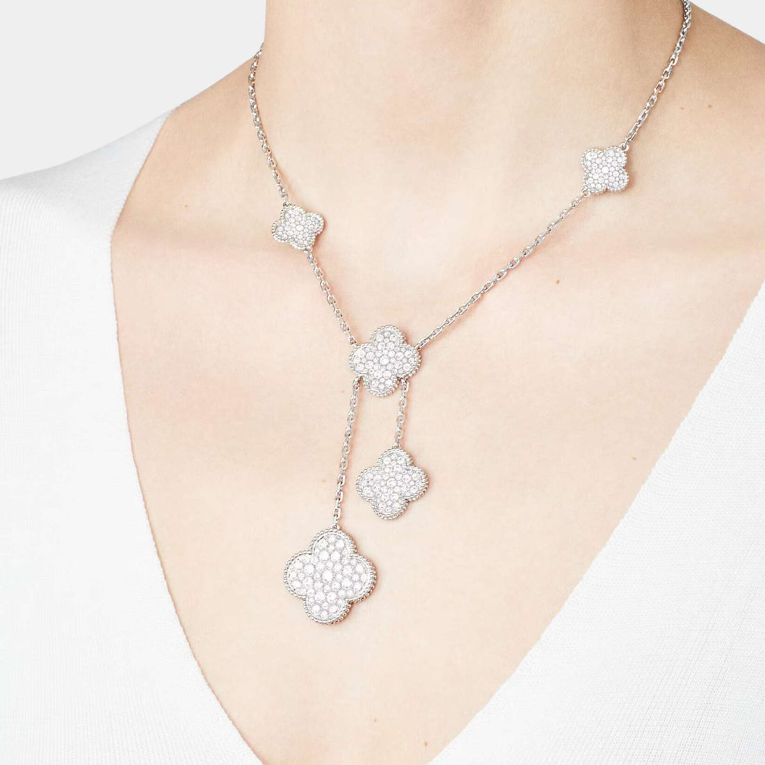 Magic Alhambra Necklace 6 Motifs White Gold Diamond