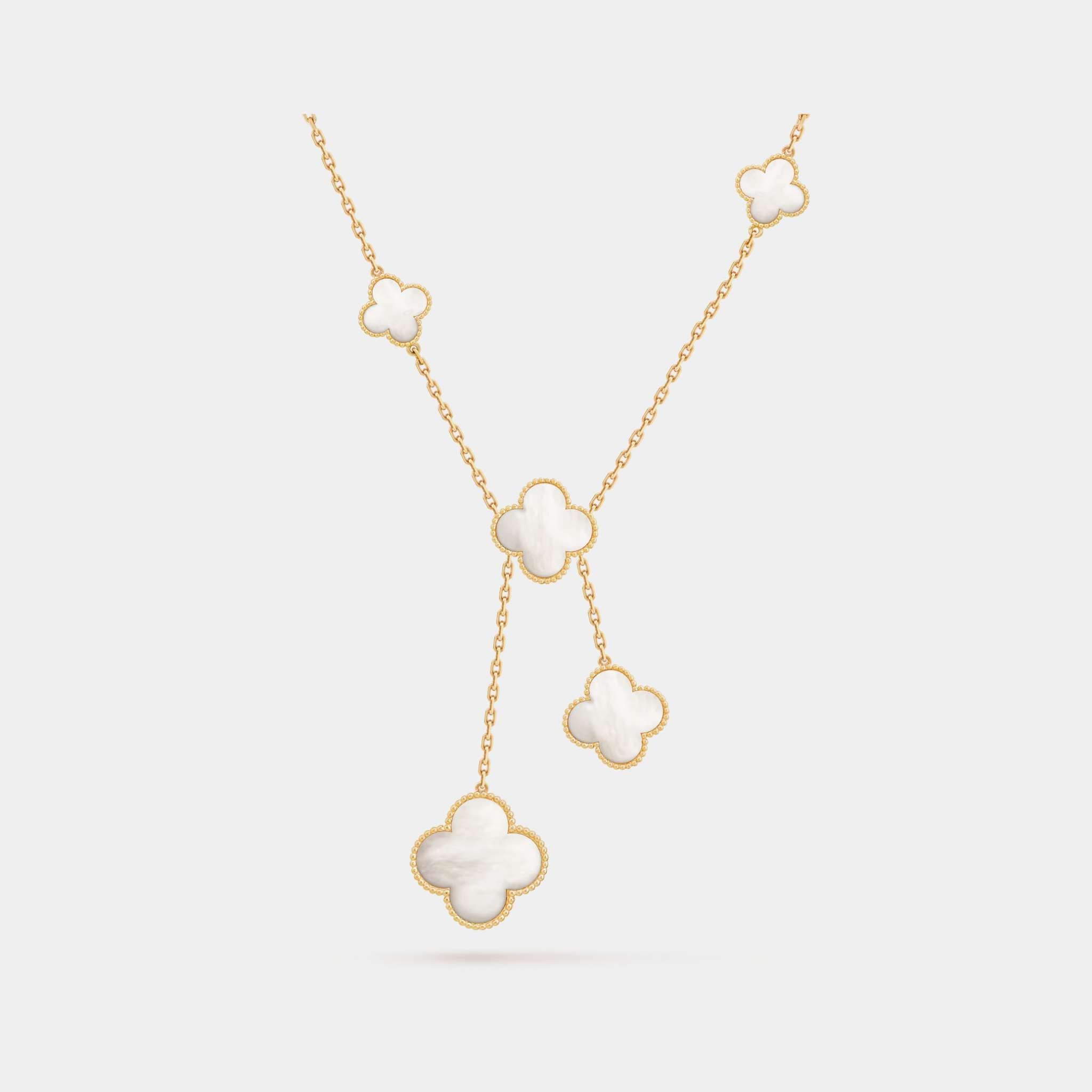 Magic Alhambra Necklace 6 Motifs Yellow Gold Mother Of Pearl