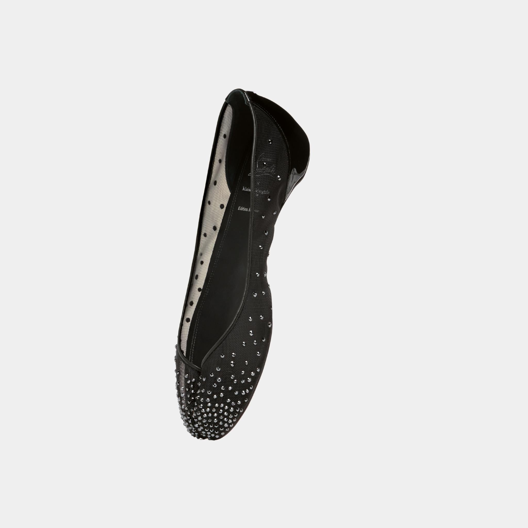 Marlougiela Strass Ballerinas Mesh and Calfskin