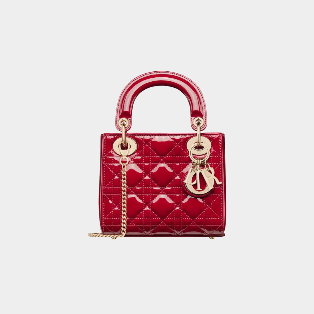 Mini Lady Dior Bag Cherry Red Patent Cannage Calfskin