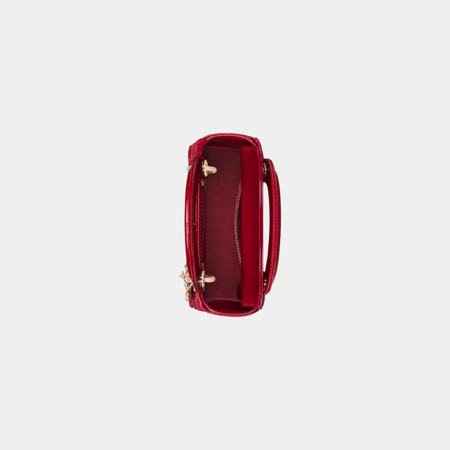 Mini Lady Dior Bag Cherry Red Patent Cannage Calfskin