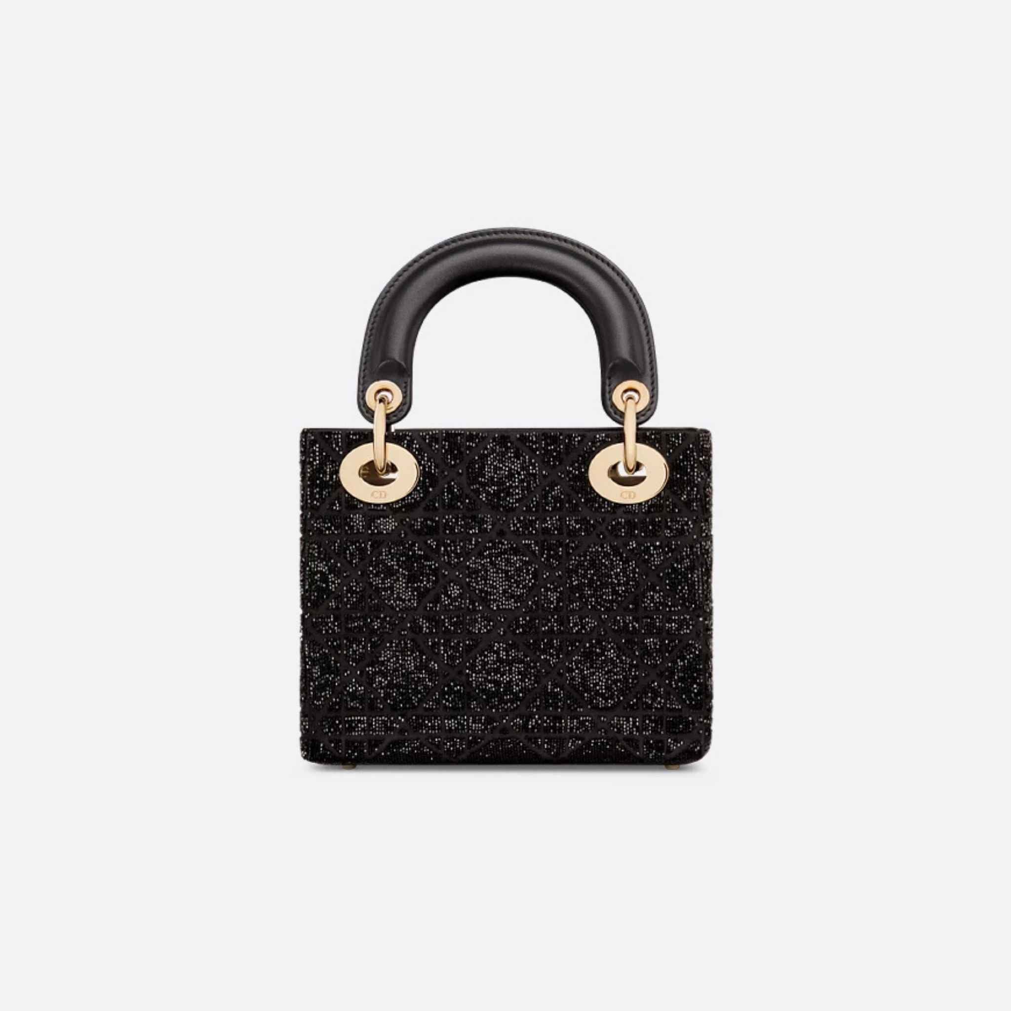 Mini Lady Dior Bag Microbead-Embroidered Cotton With Cannage Motif