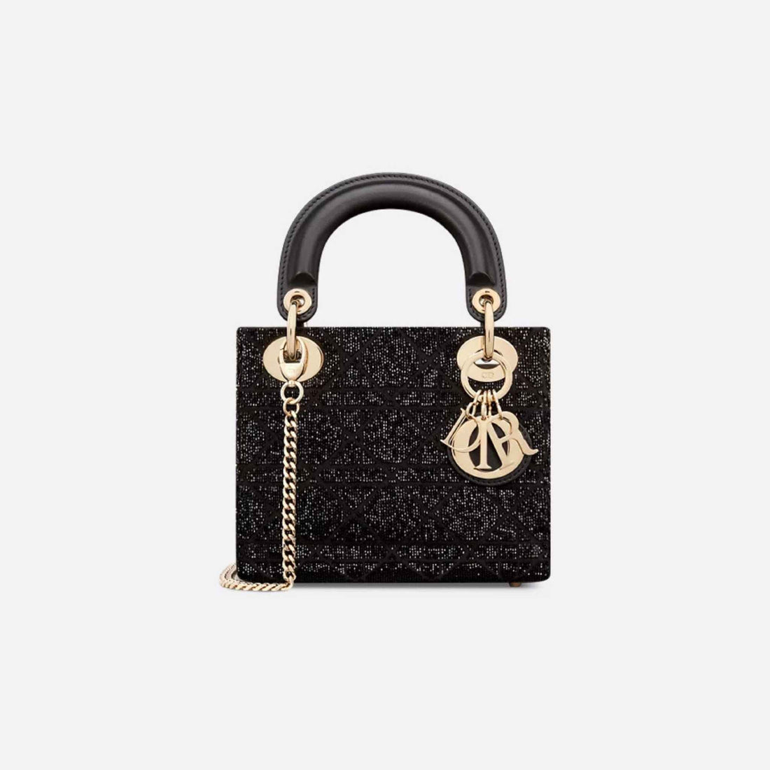 Mini Lady Dior Bag Microbead-Embroidered Cotton With Cannage Motif