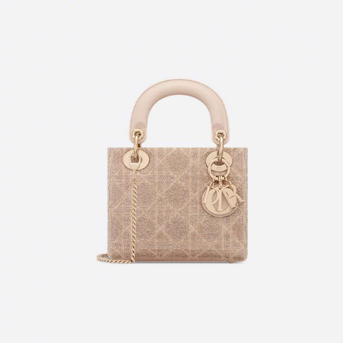 Mini Lady Dior Bag Microbead-Embroidered Cotton With Cannage Motif