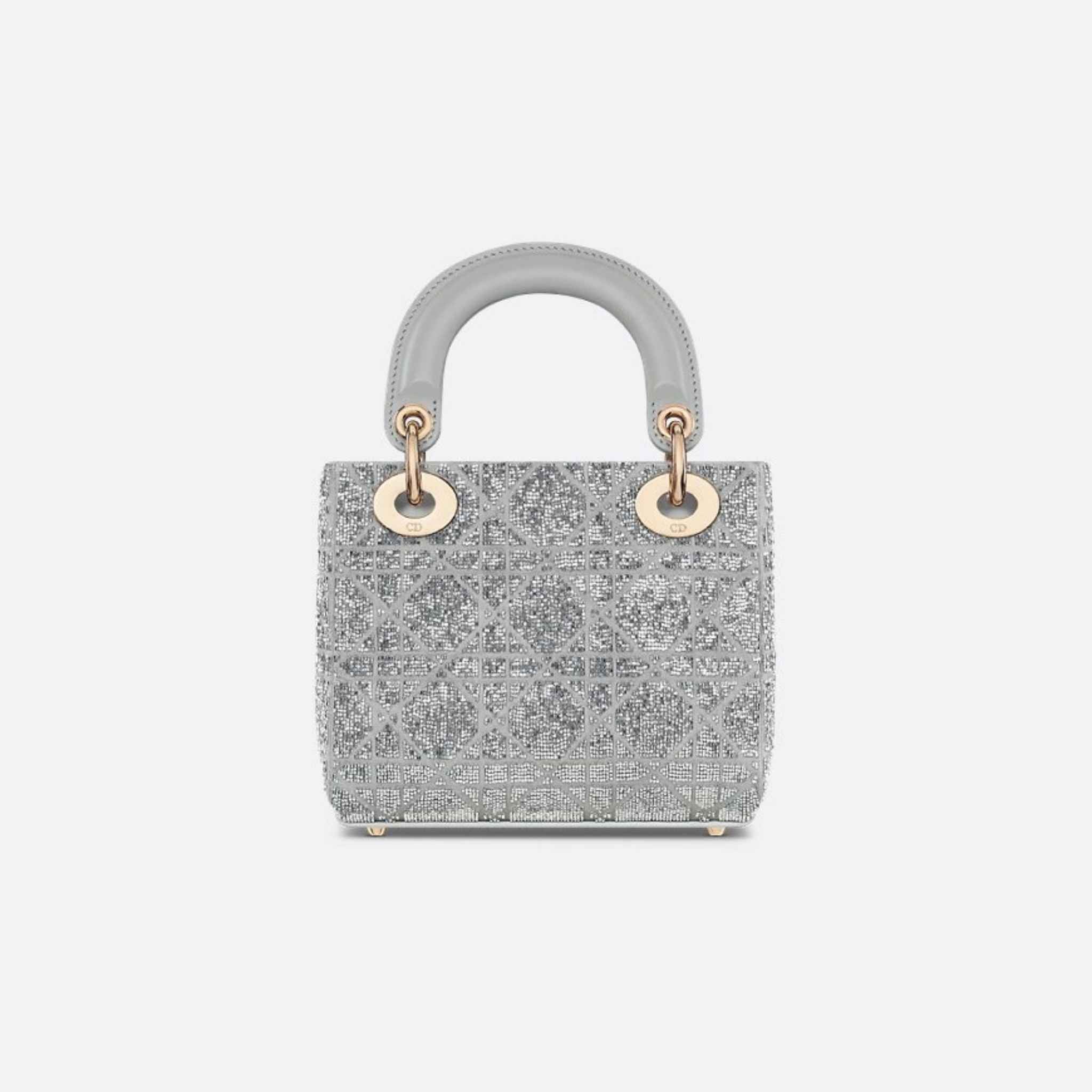 Mini Lady Dior Bag Microbead-Embroidered Cotton With Cannage Motif