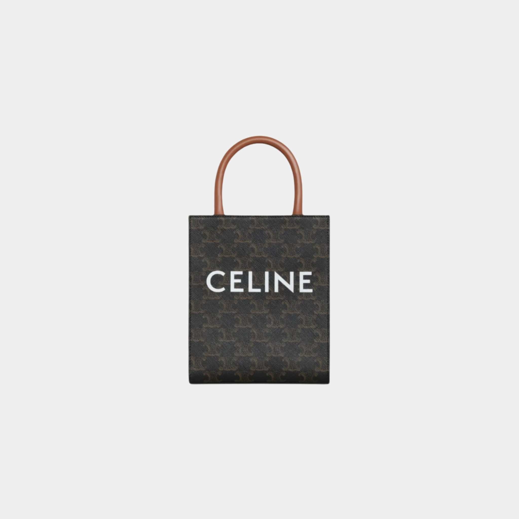 Mini Vertical Cabas In Triomphe Canvas With Celine Print