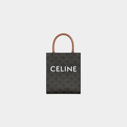 Mini Vertical Cabas In Triomphe Canvas With Celine Print