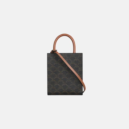 Mini Vertical Cabas In Triomphe Canvas With Celine Print