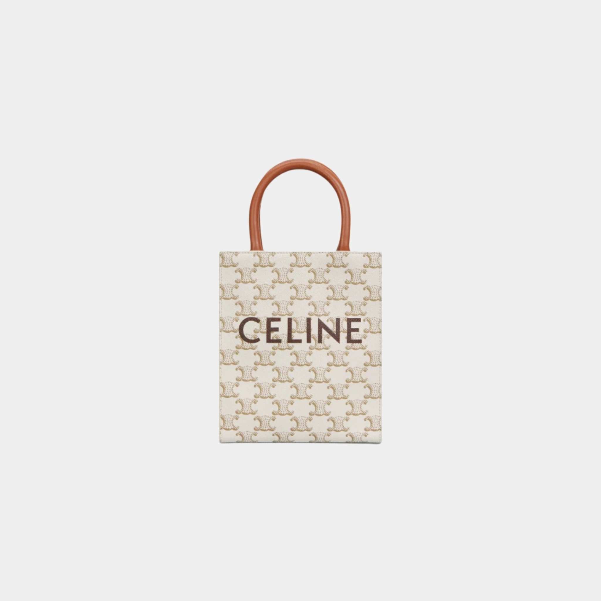 Mini Vertical Cabas In Triomphe Canvas With Celine Print