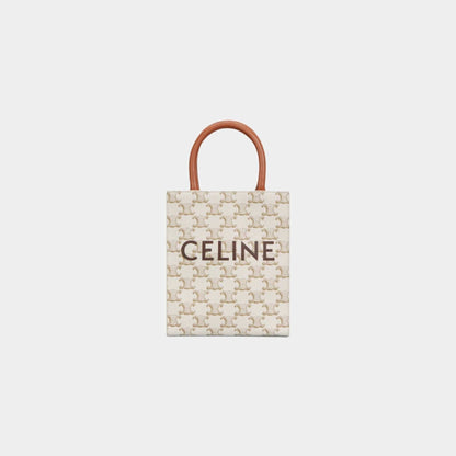 Mini Vertical Cabas In Triomphe Canvas With Celine Print