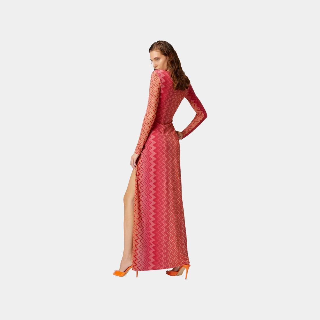 Cover Up Dress In Stretch Nylon Zigzag Lame