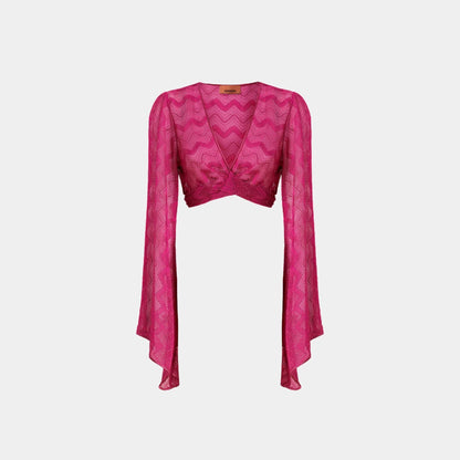 Crop Top In Zigzag Lame Viscose