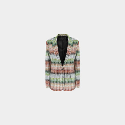 Degrade Zigzag Knit Blazer With Sequins