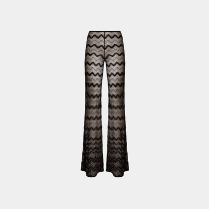 Flare Cover Up Trousers In Zigzag Lame Viscose