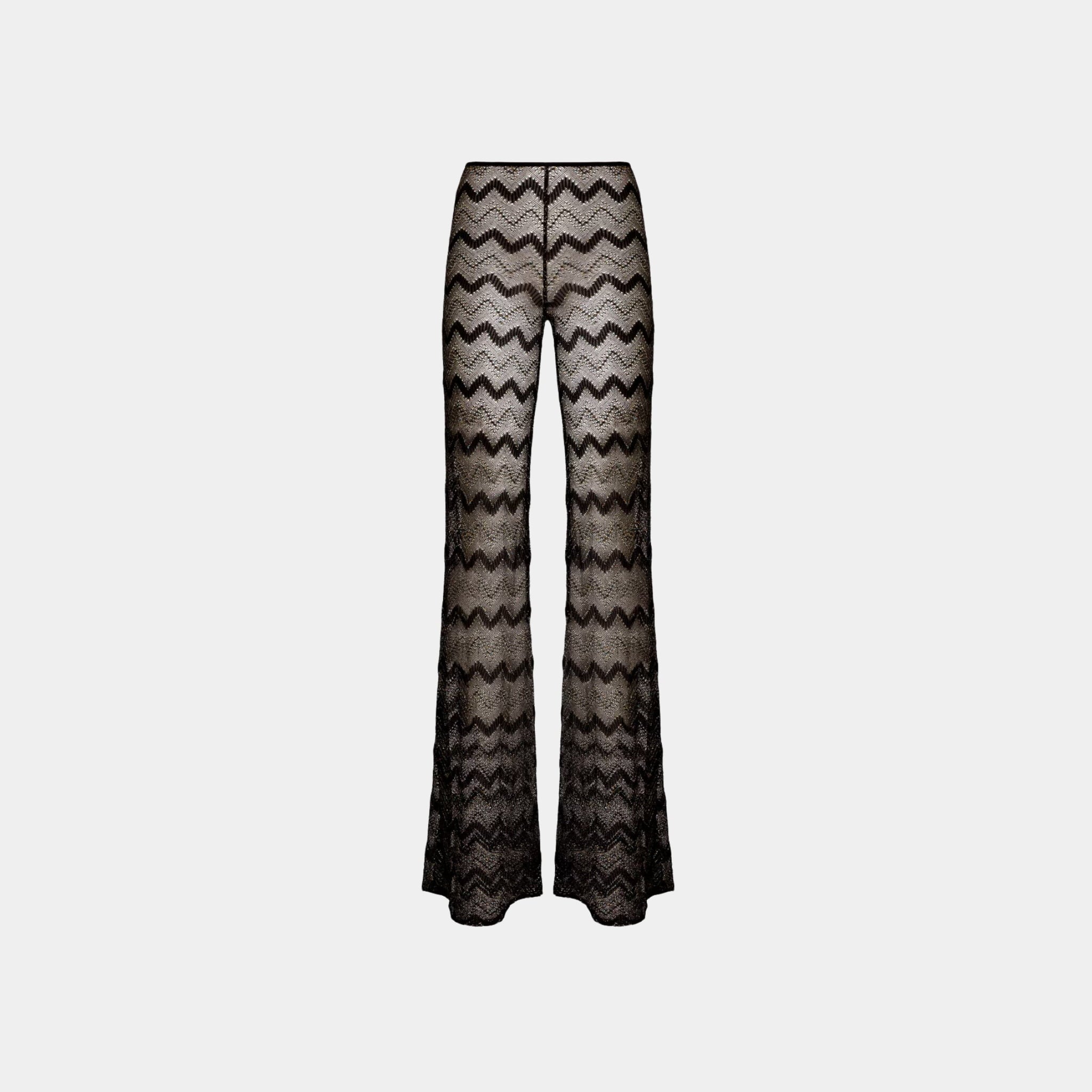 Flare Cover Up Trousers In Zigzag Lame Viscose