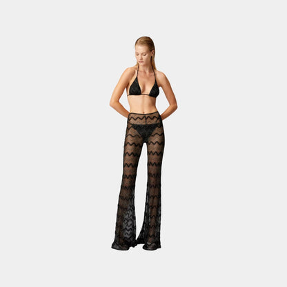Flare Cover Up Trousers In Zigzag Lame Viscose
