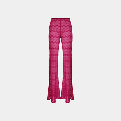 Flare Cover Up Trousers In Zigzag Lame Viscose