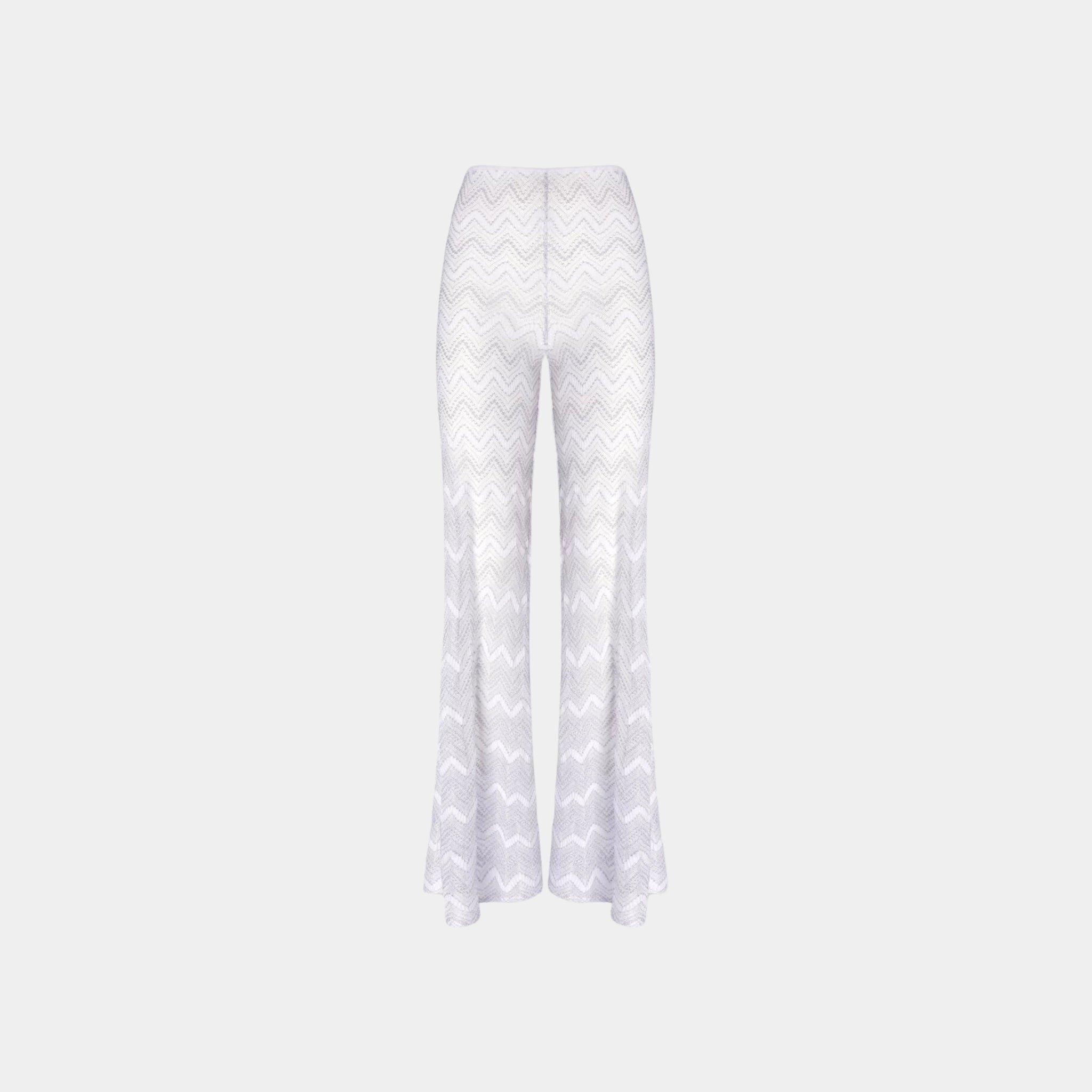 Flare Cover Up Trousers In Zigzag Lame Viscose