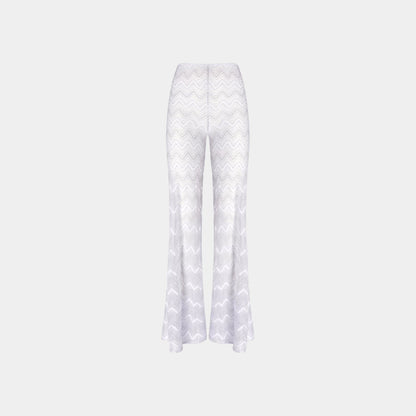 Flare Cover Up Trousers In Zigzag Lame Viscose