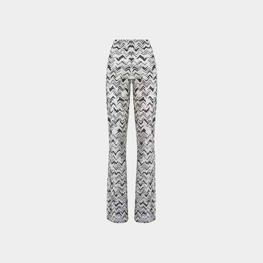 Flare Trousers In Slub Zigzag Viscose Blend