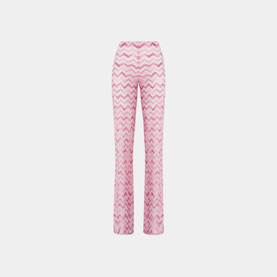 Flare Trousers In Slub Zigzag Viscose Blend