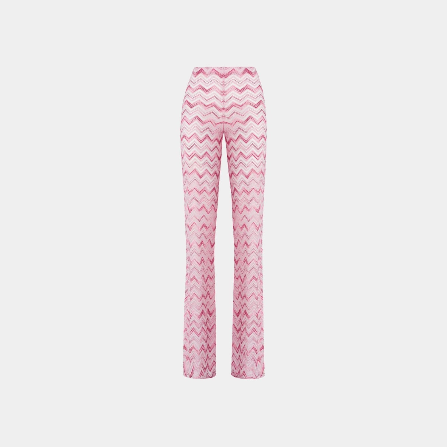 Flare Trousers In Slub Zigzag Viscose Blend