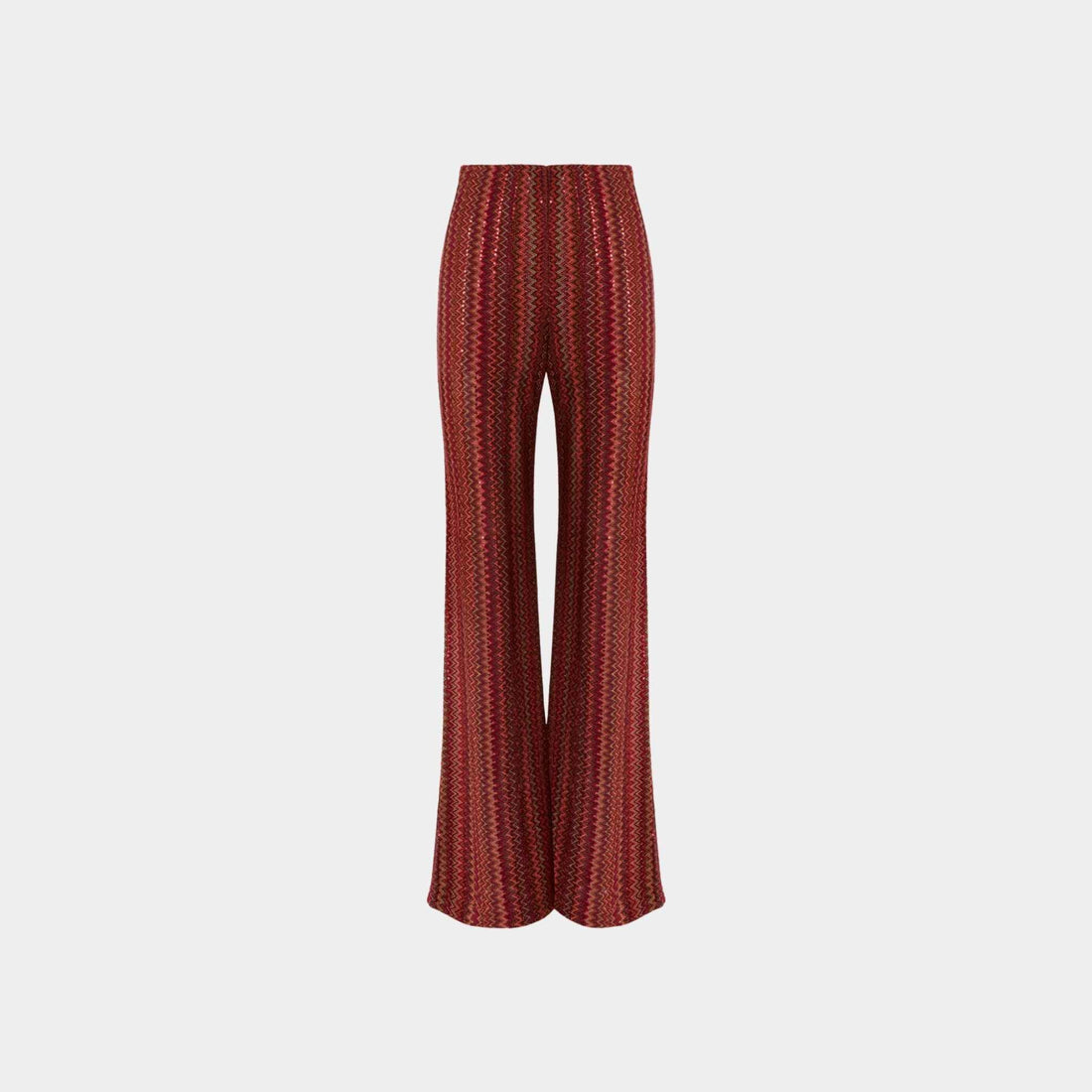 Flare Trousers In Zigzag Viscose Blend With Sequins