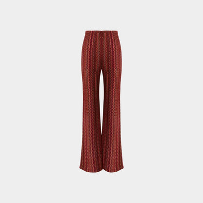 Flare Trousers In Zigzag Viscose Blend With Sequins