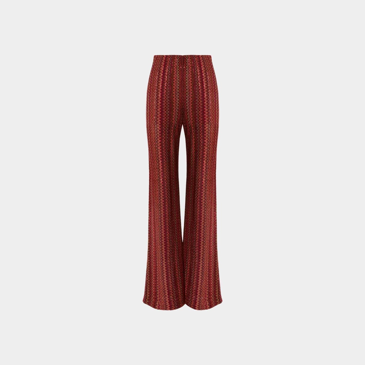 Flare Trousers In Zigzag Viscose Blend With Sequins