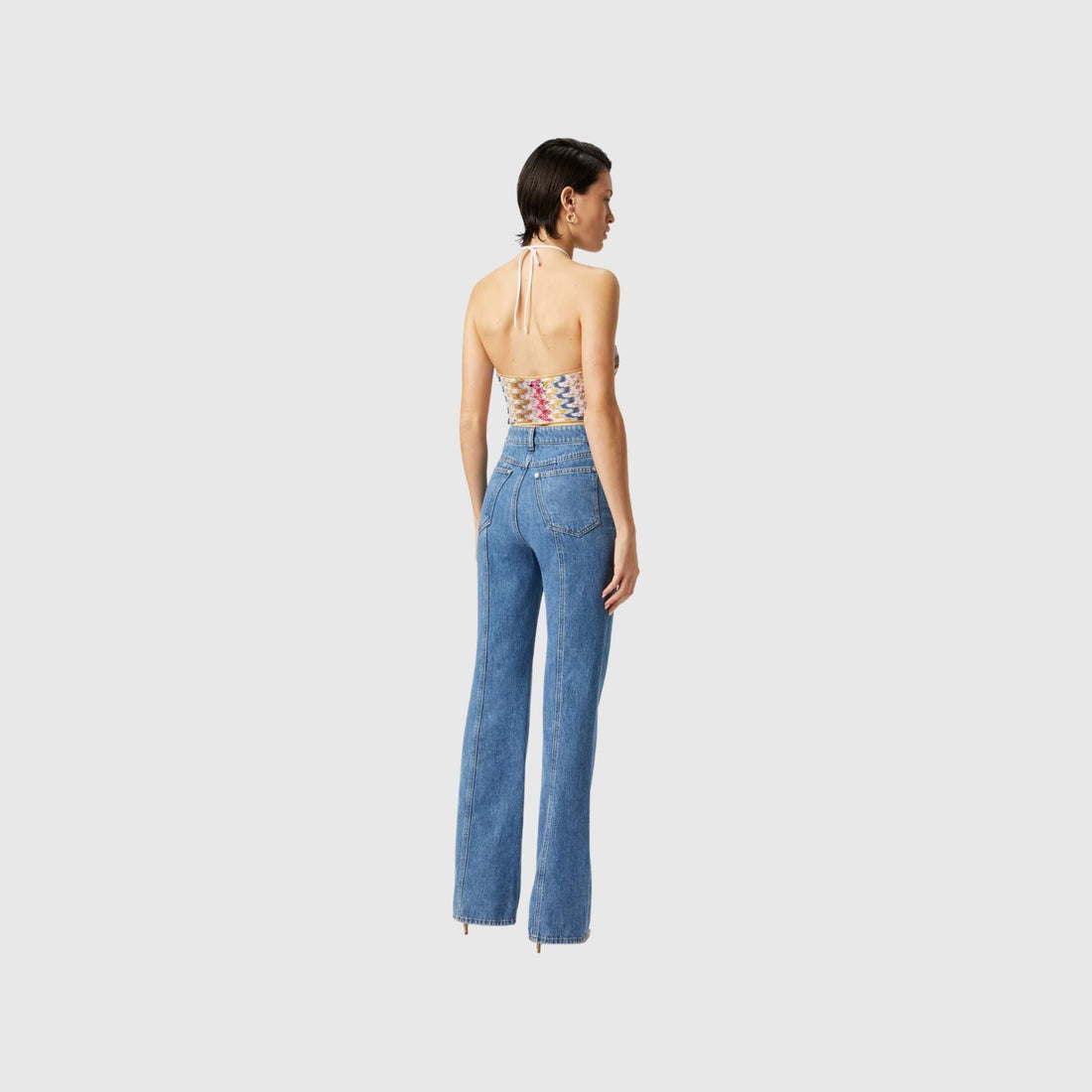 Lame Viscose Lace Top With Halter Neckline