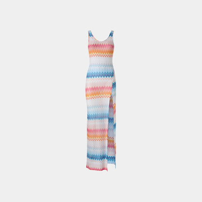 Long Cover Up In Viscose Zigzag Lame