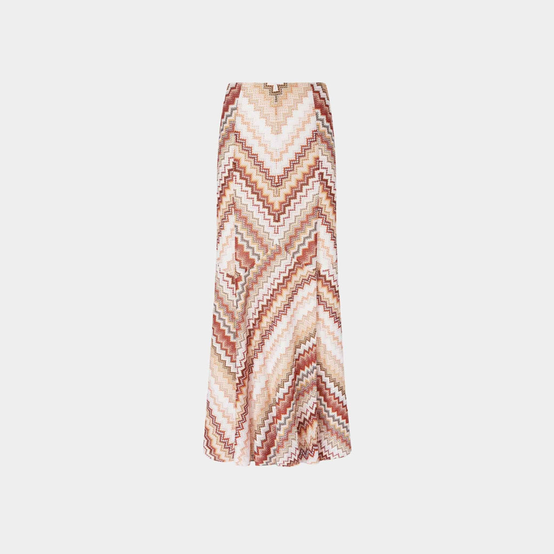 Long Flared Skirt With Lame Serrated Zigzag Pattern
