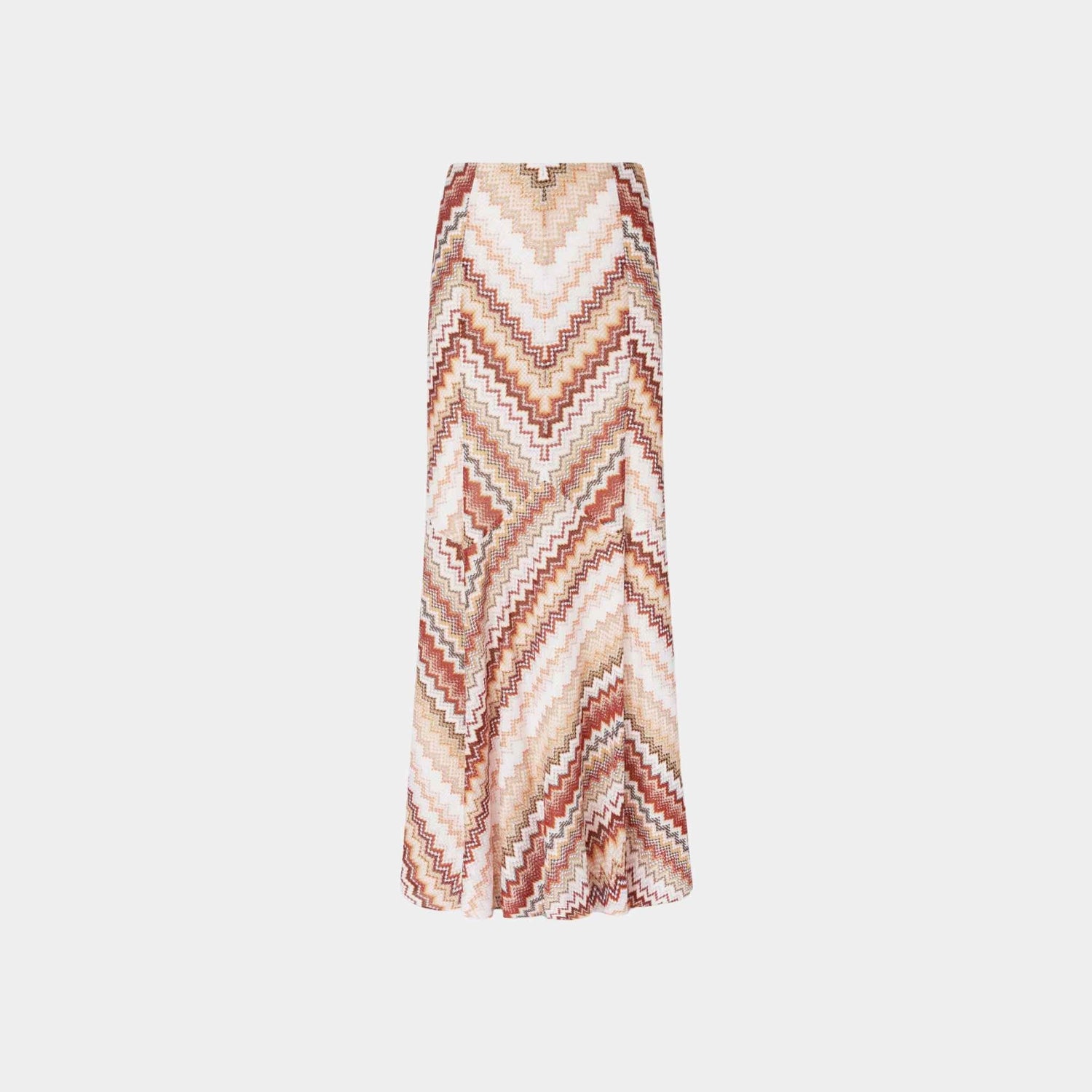 Long Flared Skirt With Lame Serrated Zigzag Pattern