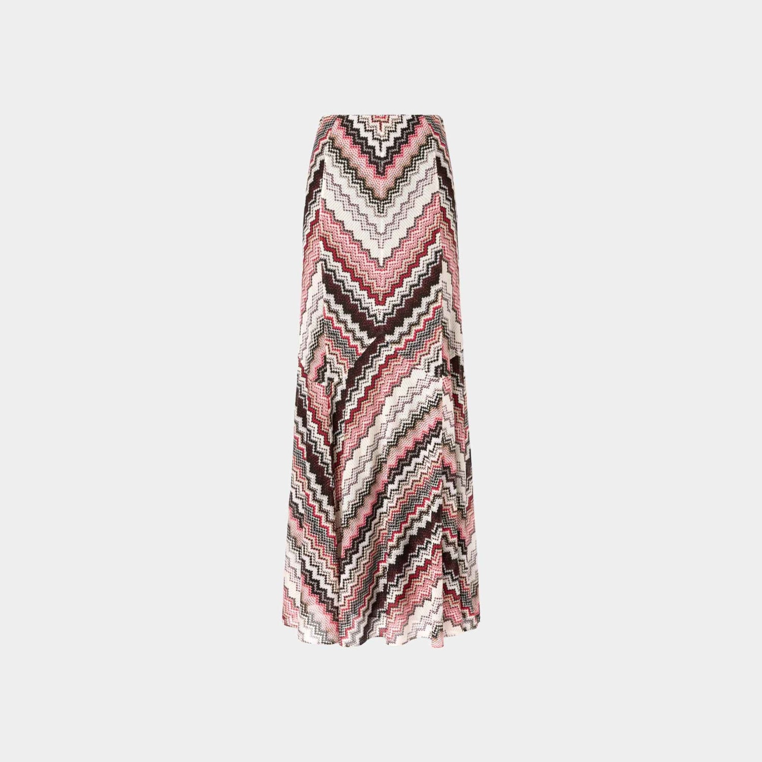Long Flared Skirt With Lame Serrated Zigzag Pattern