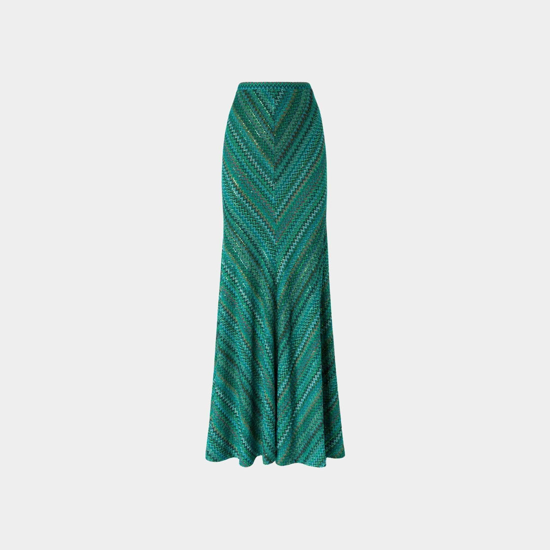 Long Flared Zigzag Skirt With Sequins