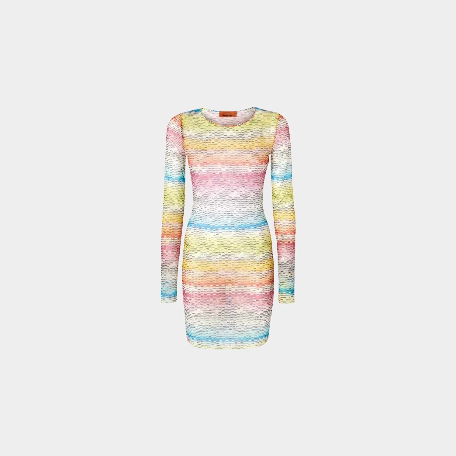 Long Sleeved Dress In Printed Tulle