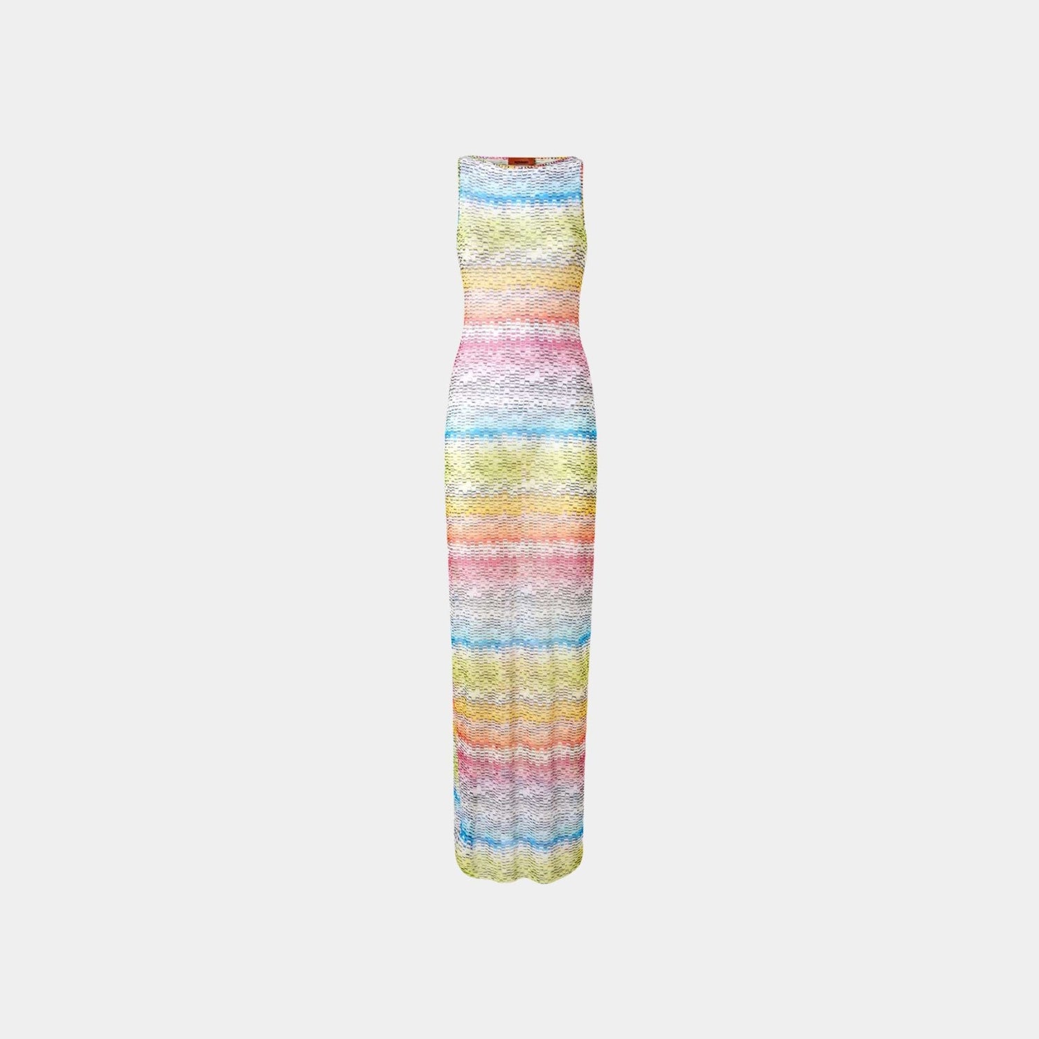 Long Sleeveless Dress In Printed Tulle