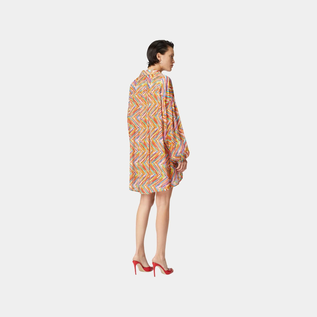 Oversized Shirt In Printed Cotton And Silk Blend