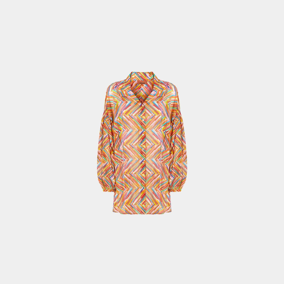 Oversized Shirt In Printed Cotton And Silk Blend