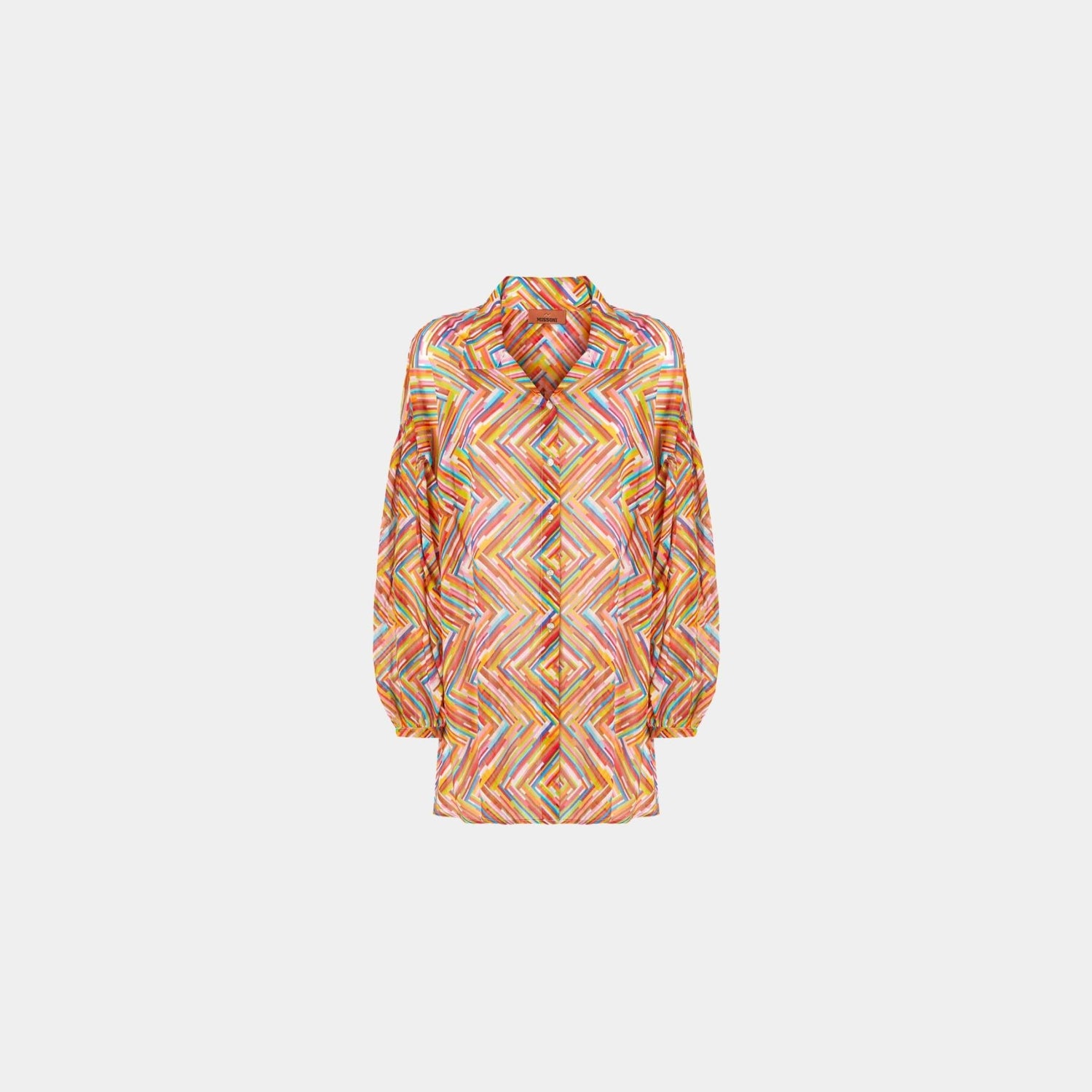 Oversized Shirt In Printed Cotton And Silk Blend