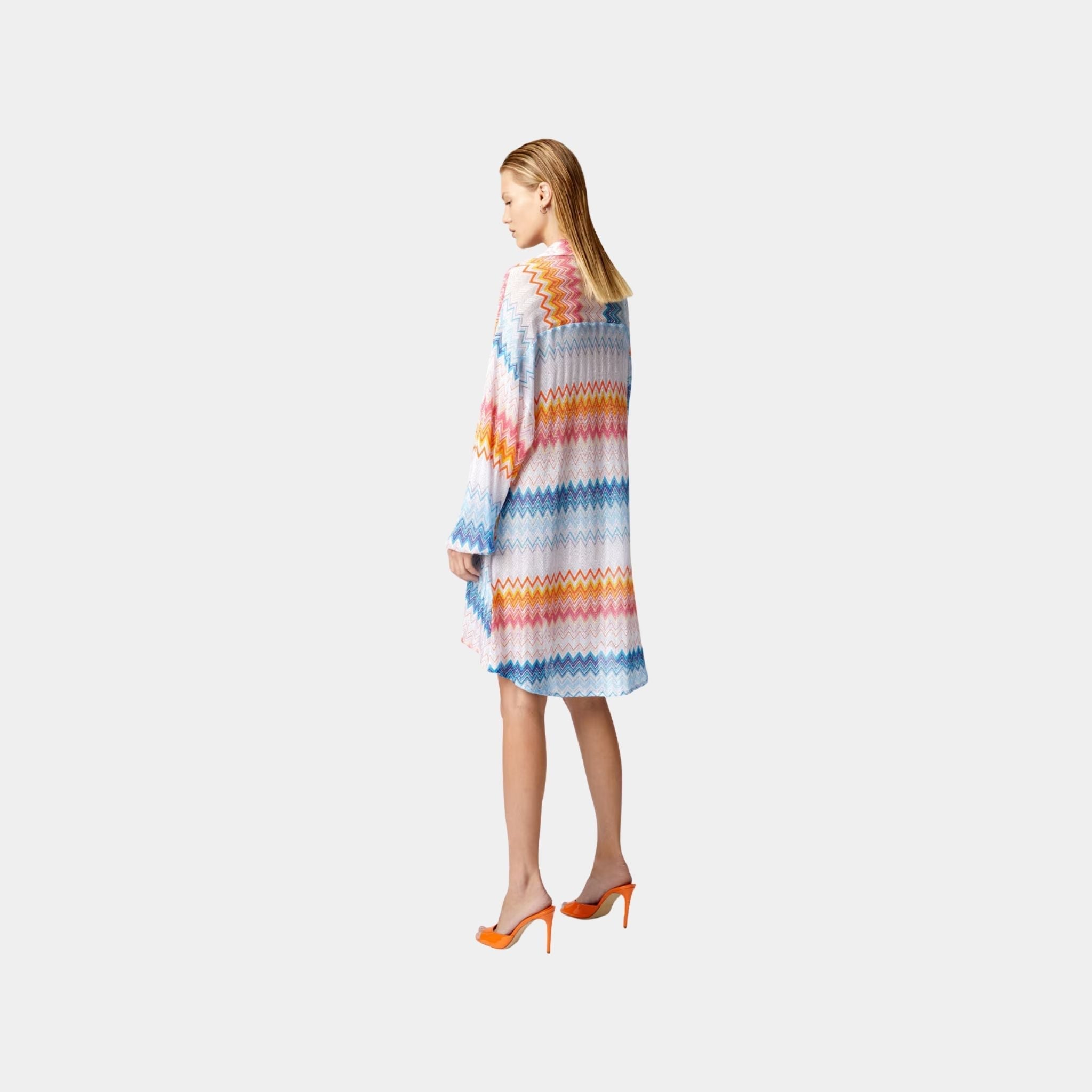 Oversized Shirt In Zigzag Lame Viscose Blend
