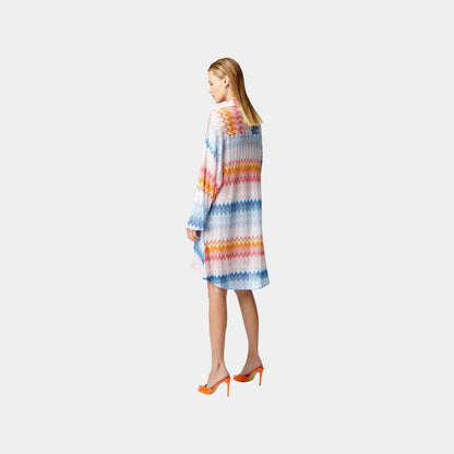 Oversized Shirt In Zigzag Lame Viscose Blend